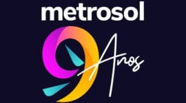 Logo del 9no aniversario de Metrosol Maracibo dobre fondo azul oscuro