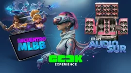 Afiche de promoción de los eventos Encuentro MLBB Gamer Party, Geek Experience y Guerra de Minitecas en Metrosol Maracaibo